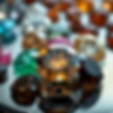 A display of different colored diamonds, showcasing the rarity of chocolate diamonds