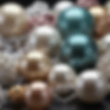 A display of various South Sea pearls, emphasizing their diversity in size and color.