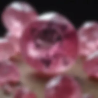 Close-up of the unique inclusions in an unheated pink sapphire