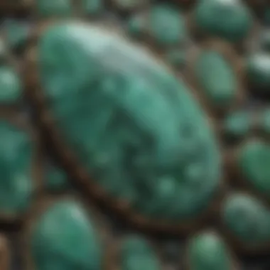 Vibrant Variscite Patterns Close-up of variscite showcasing its vibrant green hues and intricate patterns.