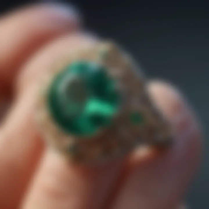 Close-up of a stunning emerald showcasing its vibrant color