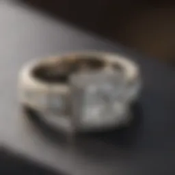 Elegant wedding band paired with a princess cut halo ring