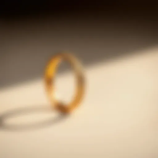 Elegant gold wedding ring showcasing its shine and texture