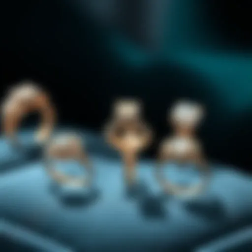 Elegant ring settings displayed on a velvet background